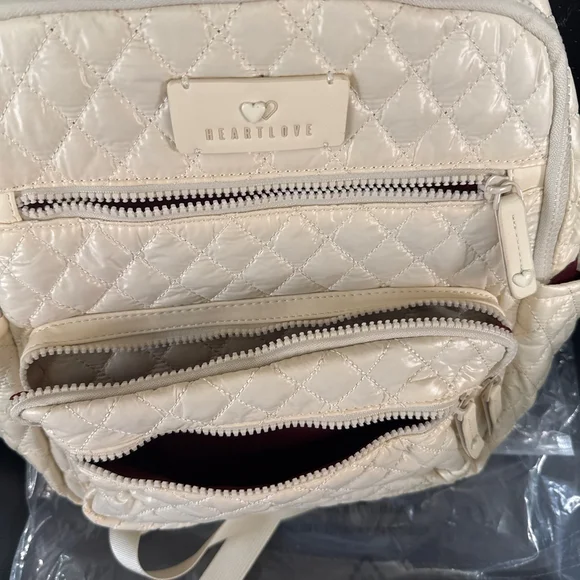 Heartlove by Charo Off-White Quilted Backpack with Adjustable Straps - Picture 8 of 10
